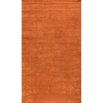 Haze Solid Low-pile Area Rug Orange